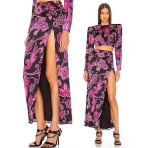 New! - DUNDAS x Revolve - Syd Paisley High Slit Maxi Skirt 💗 sz XS NWT